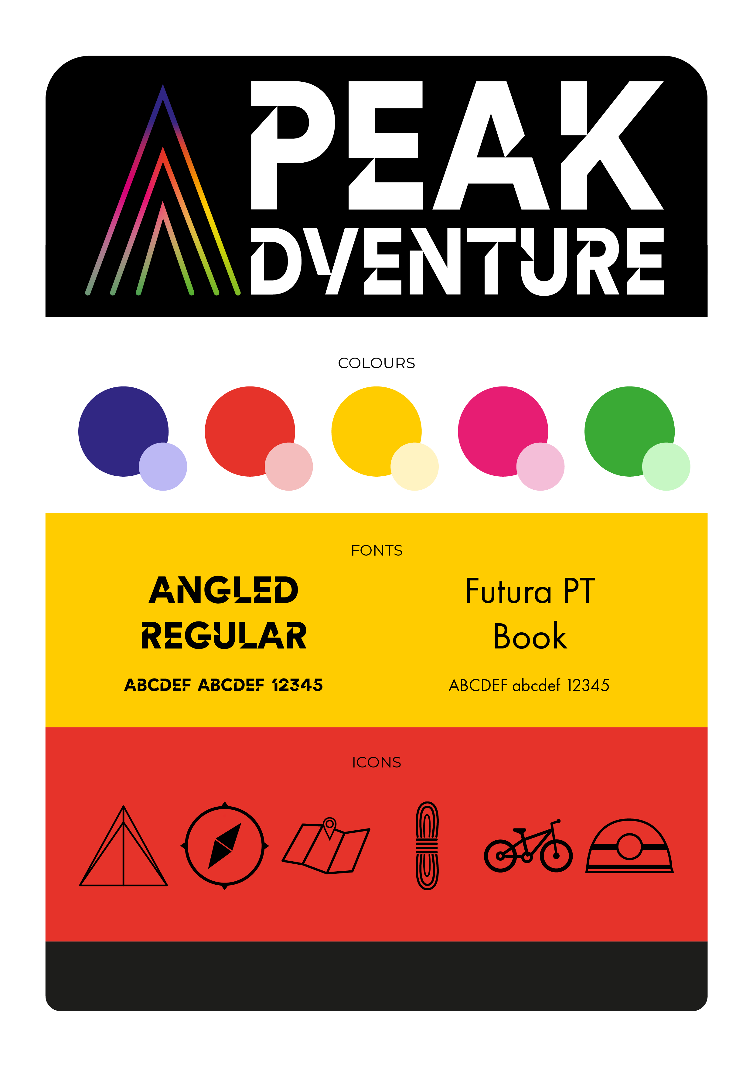 Image of a branding board for Peak Adventure