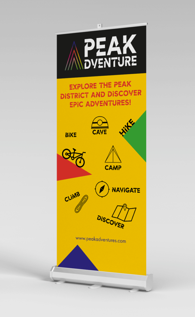 Exhibition banner promoting Peak Advernture