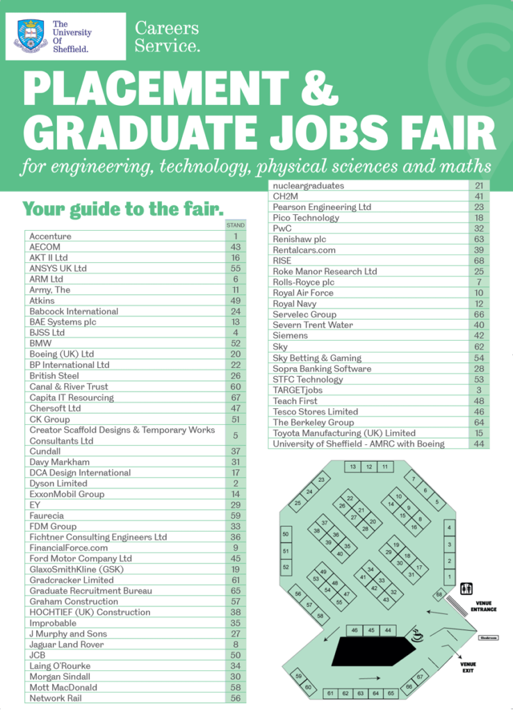 Fair guide showing floor plan and A-Z exhibitor list