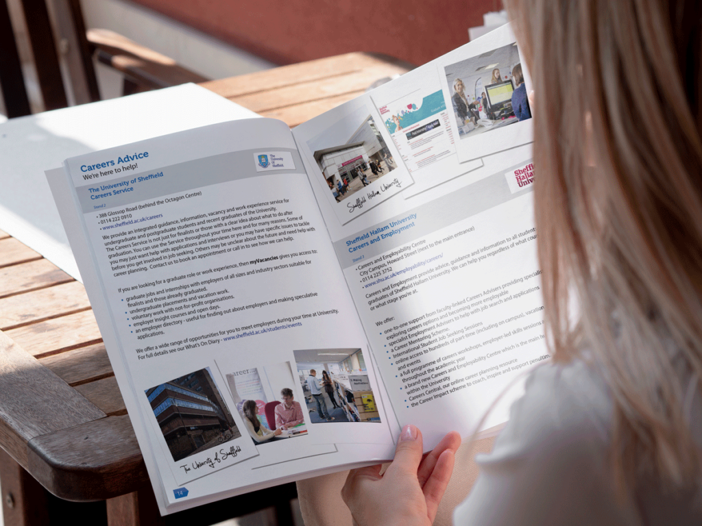 Woman reading a brochure